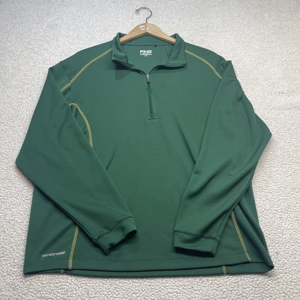 PING Pullover Mens L Green SensorCool Quarter Zip Golf Performance Long Sleeve - Picture 2 of 9